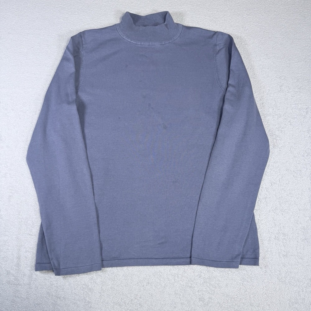 Pendleton Blue Silk Blend Mock Neck Sweater Size L Long Sleeve Pullover